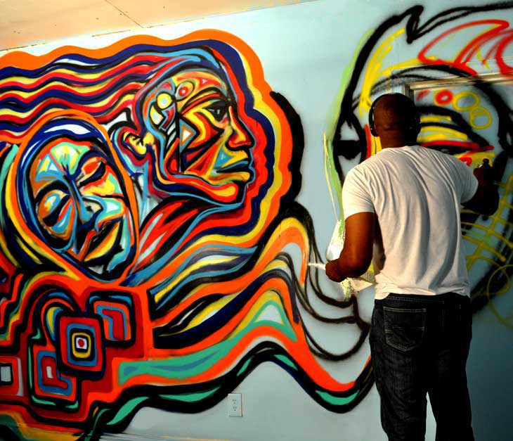 Interior mural painting by Corey Barksdale in Midtown Atlanta, Georgia