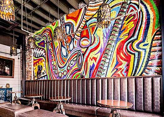 Mellow Mushroom downtown Nashville mural painting by Corey Barksdale