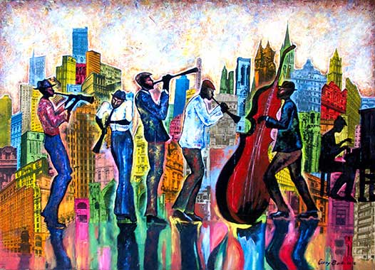 Atlanta Reflections painting on masonite by Corey Barksdale