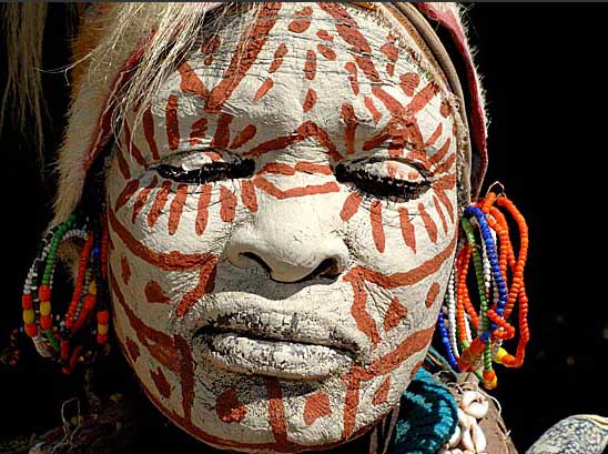 Kikuyu tribe traditional face paint, Kenya