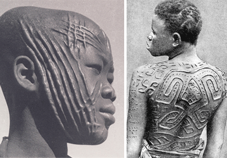Example of traditional African scarification pattern