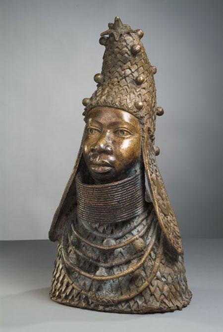 Bronze sculpture of a ruler's bust and torso, West African tradition