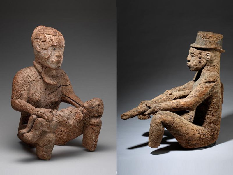 African warrior and caretaker sculpture