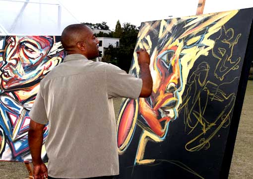 Corey Barksdale live art painting at the Trust for Public Land Celebration, Atlanta, 2012