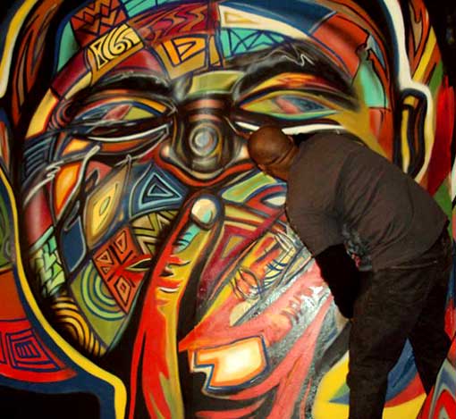 Louie Armstrong painting by Corey Barksdale
