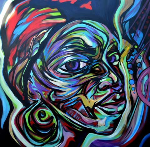 Atlanta African Queen acrylic on canvas painting by Corey Barksdale