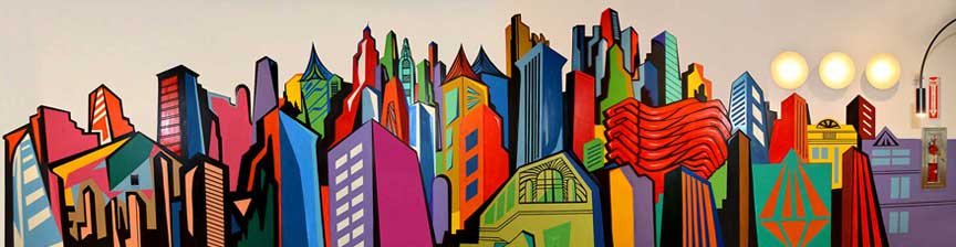 Axis Corporation urban landscape architecture city mural commission by Corey Barksdale
