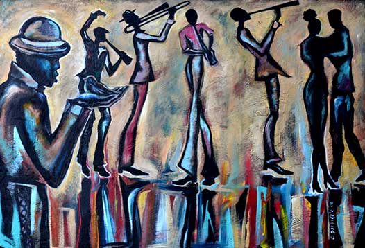 Blue Bird in Birdland painting by Corey Barksdale