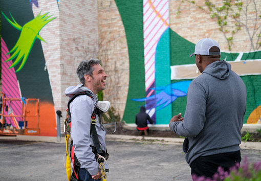 Corey Barksdale mural event for a client activation
