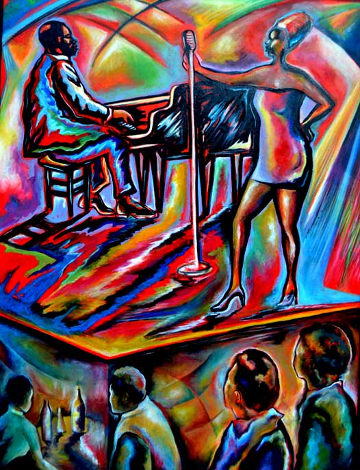 The Proper Bebop Blues, an Atlanta commission painting by Corey Barksdale