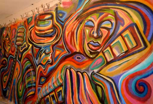 African American fine artist at work