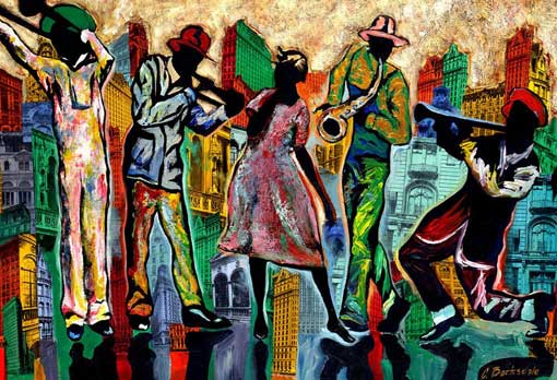 Visual artist Corey Barksdale painting